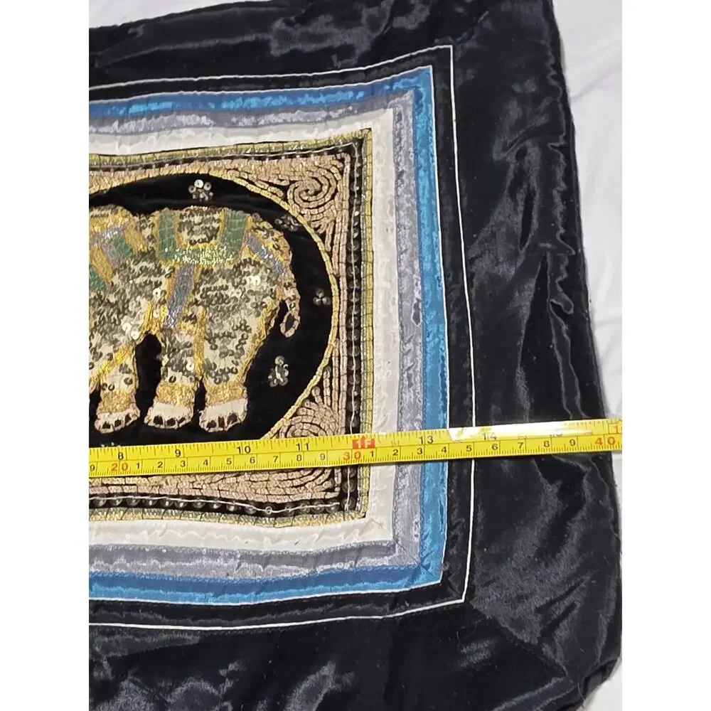Kalaga Thai Burmese Elephant Decorative Pillow Case HanEmbroidered Sequined Boho